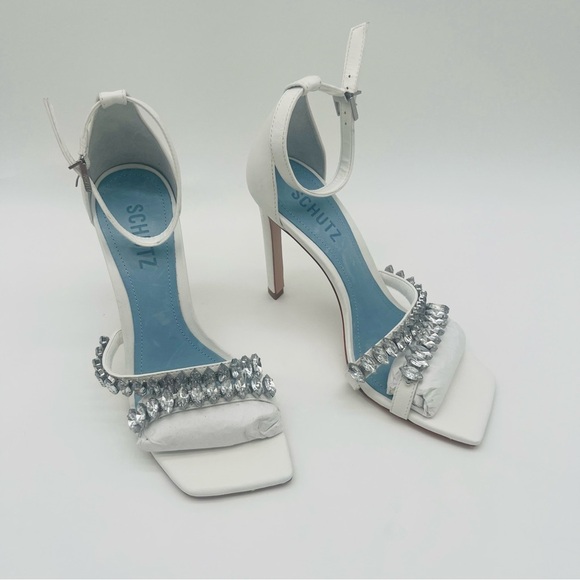 SCHUTZ Women’s Linsey Nubuck Sandal in White - Picture 2 of 10